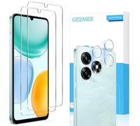 GEEMEE 2 + 2 pieces for Honor X5C Plus for tempered glass, protective film + camera protective film, 9H HD film hardness, tempered protective glass, high sensitivity screen protector