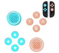 GEEMEE Button Caps Set Joystick Cover for Nintendo Switch 2, Soft Silicone Switch Thumb Grip Caps, Key Buttons Joystick Cap Covers Accessories, Set of 4 Red and Blue