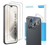 GEEMEE for Honor 400 Lite Screen Protector, 2 Pack Screen Protector + 2 Pack Camera Lens Protector, 9H HD Clear Anti-Scratch Easy Installation Tempered Glass Film