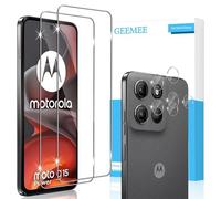 GEEMEE For Motorola Moto G15 5G Tempered Glass Film, 2 Pieces Screen Protector + 2 Pieces Camera Film, 9H Anti-Scratch, Anti-Fingerprint Protective Screen Protector