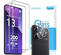 GEEMEE For Xiaomi Redmi Note 13 Pro Plus/Note 13 Pro+ 5G 3D Tempered Glass, Pack of 2 Screen Protectors + 2 Pieces Camera Protection, 9H Hardness Anti-Scratch Clear HD Protective Glass Bubble-Free