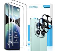 GEEMEE for Xiaomi Redmi Note 14 Pro 5G/Poco X7 5G Tempered Glass Film, 2 + 2 Pieces Screen Protector + Camera Film (Black) 9H Hardness HD Anti Scratch Anti-fingerprint Protective Film