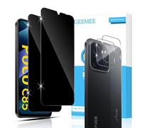 GEEMEE Privacy Tempered Glass for Xiaomi Poco C85, Pieces Privacy Screen Protector + Camera Film, 2+2 Pieces 9H Anti-Spy Anti-Scratch Bubble Free Screen Protector