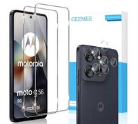 GEEMEE Tempered Glass Screen Protector for Motorola Moto G56 5G, Pack of 2 Screen Protectors with 2 Camera Film, 9H Hardness Anti-Scratch Film HD Protective Glass Screen Protector