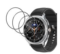 GEEMEE Tempered Glass Screen Protector for Samsung Galaxy Watch 8 Classic 46 mm, Pack of 3 Flexible Screen Protector HD Film Anti-Bubble Easy Installation Wet Applied Screen Protector (Black)