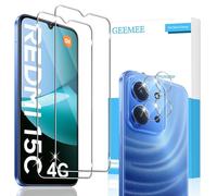 GEEMEE Tempered Glass Screen Protector for Xiaomi Redmi 15C 4G/5G, Pack of 2 Screen Protectors with 2 Camera Film, 9H Hardness Anti-Scratch Film HD Protective Glass Screen Protector