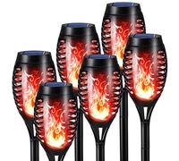 Geemoo 6 Pack Solar Flickering Dancing Flame Lights Red Waterproof Solar Torch Lights for Outdoor Garden Patio Pathway Yard Driveway Halloween Decorative