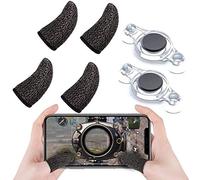 Geenber Mobile Game Controller Finger Sleeve Sets with Controller Suction Cup, Finger Sleeve Sensitive Game Controller Sweatproof Aim Keys for PUBG/Knives Out/Rules of Survival
