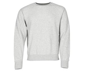 Geeney Mens Fleece Jumper Round Crew Neck Long Sleeve Cotton Raglan Sweatshirt Classic Work Wear Sweater Cardigan Top Grey