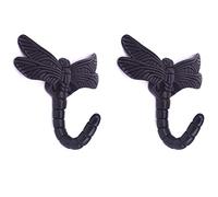 Geenite 2pcs Dragonfly Coat Hooks Decorative Creativity Wall Mounted Hanger Hook for Home Handbag Key Towel Bathrobe (Black)