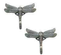 Geenite 2pcs Dragonfly Coat Hooks Decorative Creativity Wall Mounted Hanger Hook for Home Handbag Key Towel Bathrobe (Ancient Silver)
