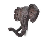 Geenite Antiqued Reproduction Cast Iron Elephant Head Single Hook Hanger Animal Shaped Coat Hat Hooks Heavy Duty Iron Art Decorative 1 pc