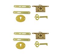 Geenite Vintage Furniture Antique Jewelry Box Lock Simple Style Humidor Key Hole Tool Setup Hardware 2 Pieces (Gold)