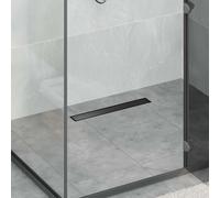 GeenYuu 2 in 1 Shower Drain Black 50 cm 304 Stainless Steel with Adjustable Drain, Siphon, Odour Trap and Hair Catcher for Bathroom, Shower, Sink, Sink, Easy Installation and Cleaning