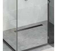 GeenYuu 2 in 1 Shower Drain Black 70 cm 304 Stainless Steel with Adjustable Feet Rectangular Shower Drain Floor Inlet with Hair Strainer Odour Trap Filter for Bath and Shower