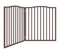 GeenYuu 2-Piece Dog Gate Foldable Brown Oak Effect Poplar Wood 160 cm with Curved Top Freestanding Space Saving for Small and Medium Dogs
