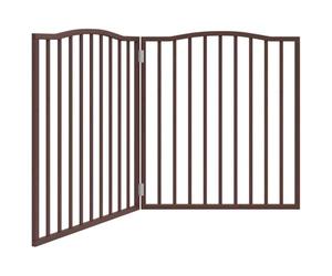 GeenYuu 2-Piece Dog Gate Foldable Brown Oak Effect Poplar Wood 160 cm with Curved Top Freestanding Space Saving for Small and Medium Dogs