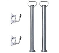 GeenYuu 2 x Galvanised Steel Support Posts with 2 Clamp Brackets for 48mm Jockey Wheel, 60cm Length, Heavy Duty and Rust Resistant for Trailers, Trailers, Cars and Cargo Trailers