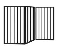 GeenYuu 3-Piece Dog Gate Foldable Black Poplar Wood 150 cm Wide Freestanding No Drilling for Small and Medium Dogs Indoor Protection and Safety in the Home