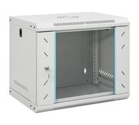 GeenYuu 9U Wall Network Cabinet 19 Inch IP20 Grey Cold-Rolled Steel 53 x 40 x 45 cm Lockable with Safety Glass for Home Network Office Home Office Storage Solution