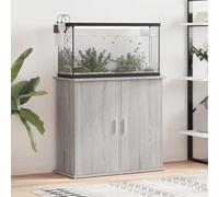 GeenYuu Aquarium Stand Grey Sonoma Wood Material 81 x 36 x 73 cm with Storage Space and Doors, Furniture Frame for Fish Tanks, Base Cabinet with Compartments and Holder, Sturdy Base for Living Room