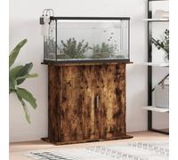 GeenYuu Aquarium Stand Smoked Oak Wood Material 81 x 36 x 73 cm with Storage Space and Doors, Sturdy Base Cabinet, Furniture Frame for Fish Tanks, Terrarium, Storage