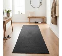 GeenYuu Area Rugs Right Angle Dark Grey 80 x 300 cm Jute Runner for Living Room Hallway Bedroom Dining Room Washable Non-Slip Flat Weave Floor Protection Dirt Trapper