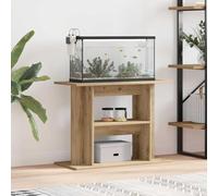 GeenYuu Artisan Oak Aquarium Stand Wood Material 80 x 35 x 60 cm with 3 Levels Storage Sturdy Base Cabinet for Fish Tanks Terrarium Shelf Furniture Holder Living Room