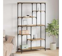 GeenYuu Artisan Oak Bookcase, 99 x 35.5 x 176 cm, Wood Material with 5 Shelves, Freestanding, Storage Space for Books, Decoration, Folders, Suitable as a Room Divider in the Living Room and Office