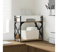 GeenYuu Artisan Oak Printer Stand 40 x 20 x 40 cm Wood Material with Rustic Surface, Versatile Storage Space, Mobile Organiser for Office and Home Office, Space Saving and Stable