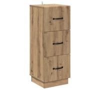 GeenYuu Artisan Oak Wood Composite Drawer Cabinet 33 x 34.5 x 87 cm with 3 Drawers Storage Space for Living Room Bedroom Office Hallway Versatile Storage and Organiser Solution