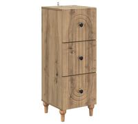 GeenYuu Artisan Oak Wood Composite Drawer Cabinet 33 x 34.5 x 90 cm with 3 Drawers, Versatile Storage for Living Room, Bedroom, Office, Hallway, Storage Space and Order