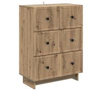 GeenYuu Artisan Oak Wood Composite Drawer Cabinet 66 x 34.5 x 90 cm with 3 Drawers, Versatile Storage Solution for Living Room, Bedroom, Office, Hallway, Storage Space and Order