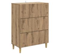 GeenYuu Artisan Oak Wood Composite Drawer Cabinet, 66 x 34.5 x 90 cm with 3 Drawers, Versatile Storage for Living Room, Bedroom, Office, Hallway, Functional Storage Space Organiser for Tidy