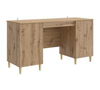 GeenYuu Artisan Oak Wooden Desk 142.5 x 50 x 75 cm with Shelf and Shelf, Versatile Computer Desk for Office, Home Office and Study, Sturdy Work Table with Storage Space