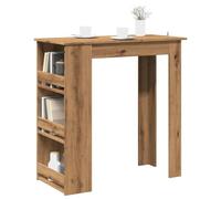 GeenYuu Bar Table with Shelf Artisan Oak 102 x 50 x 103.5 cm Wood Material Modern Space Saving with 3 Shelves for Kitchen Dining Room Living Room Ideal for Family Guests Meal