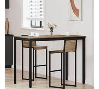 GeenYuu Bar Table Wood Material with Metal Frame 140 x 80 x 105 cm Dining Table Kitchen Table for Dining Room Living Room Space-Saving Robust Modern Industrial Design Ideal for Family and Guests Meal