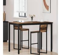 GeenYuu Bar Table Wood Material with Metal Frame 140 x 80 x 105 cm Rectangular Modern Industrial Design for Kitchen Dining Room Living Room Space Saving Robust Durable Easy to Clean Ideal for
