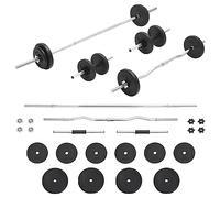 GeenYuu Barbell and Dumbbell Set 30kg Chrome Plated Steel with Weight Plates, Spinlock Collar, Adjustable for Strength Training, Muscle Building, Home Fitness and Home Gym Workout