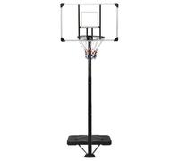 GeenYuu Basketball Stand Transparent Adjustable 256-361 cm with Polycarbonate Backboard, Steel Ring, Weatherproof Nylon Net, Portable with Wheels