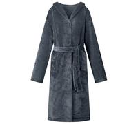GeenYuu Bathrobe Hoodie Navy Blue Flannel XL, Lightweight Leisure Suit with Extra Warm Hood and Practical Pocket, Ideal for Relaxed Winter Evenings at Home
