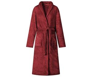 GeenYuu Bathrobe without Hood Flannel Bordeaux Red S 105 x 104 cm Light and Warm with Practical Pocket for Home Winter Comfort and Cosy Relaxing on Couch and Bed