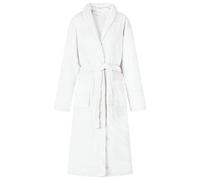 GeenYuu Bathrobe without hood white made of soft flannel in XXXL size with practical pocket for home and winter, lightweight loungewear for relaxing hours on the couch and bed