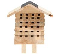 GeenYuu Bee Hotel Made of Solid Fir Wood, 22 x 20 x 20 cm, Weatherproof with Stackable Nests, Natural Insect House for Garden and Balcony, Ideal for Red Mason Bees and Leaf Cutter Bee
