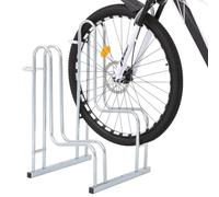 GeenYuu Bicycle stand for 2 bicycles, freestanding made of galvanised steel with brackets at different heights for space-saving storage of mountain bike, e-bike, road bike and pedelec in the garden