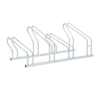 GeenYuu Bicycle stand for 4 bicycles, freestanding, made of galvanised steel with brackets at different heights, space-saving and stable for garage, basement, garden, suitable for mountain bike, road