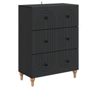 GeenYuu Black Composite Wood Drawer Cabinet with 3 Drawers 66 x 34.5 x 90 cm Storage Space for Living Room Bedroom Office Hallway and Kitchen Versatile Storage and Order