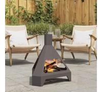GeenYuu Black Steel Fire Pit, 50 x 43 x 52 cm, Compact for Garden, Patio, Outdoor with Heat-resistant Design and Rustproof Material for Cosy Warmth and Stylish Atmosphere