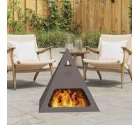 GeenYuu Black Steel Fire Pit, 50 x 50 x 51 cm, Pyramid Shape for Garden, Patio, Outdoor, Warmth and Cosy Atmosphere with Efficient Air Circulation and Portable