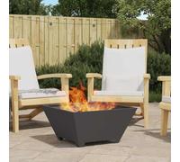 GeenYuu Black Steel Fire Pit, 60 x 60 x 30 cm, Outdoor Fireplace for Patio and Garden, Heat Source with Modern Look, Heat Source and Rustproof, Ideal for Cosy Evenings Outdoors
